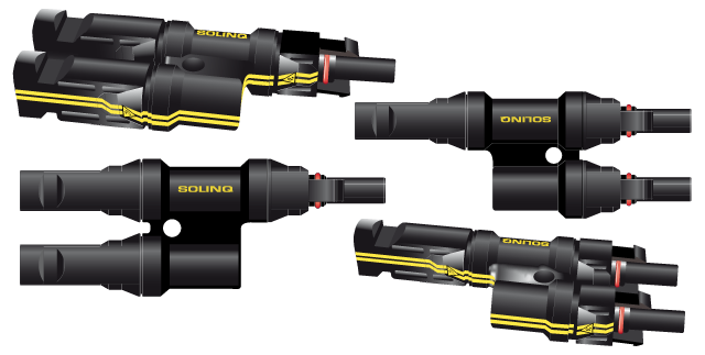 Solinq connectors 3D-illustraties