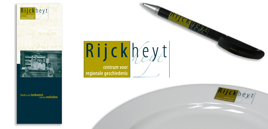 Rijckheyt logo, brochure, pen bord